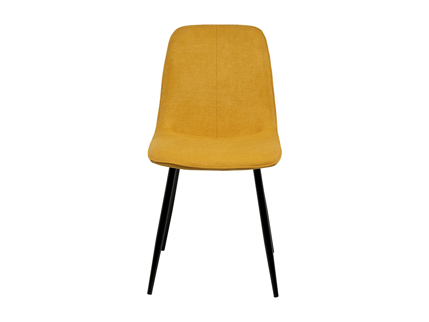 Chaise en tissu avec pieds en métal noir Klara – Lignes incurvées et élégance intemporelle-Couleur Jaune moutarde