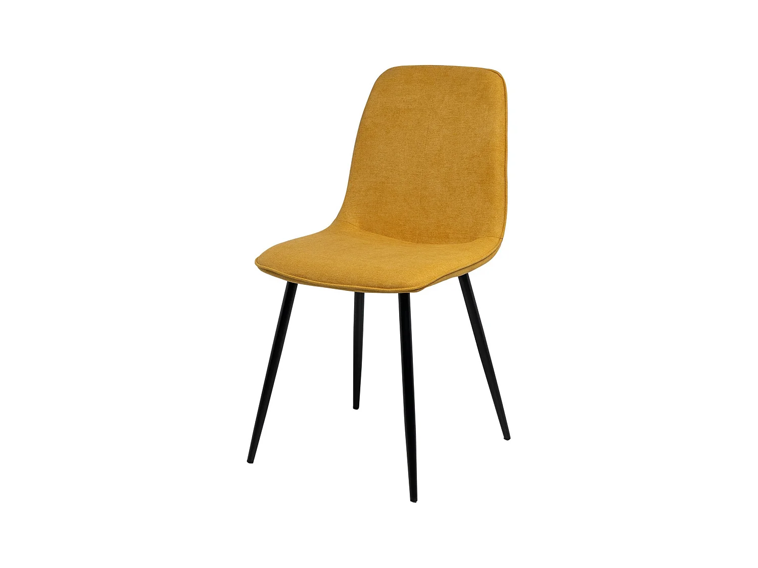 Chaise en tissu avec pieds en métal noir Klara – Lignes incurvées et élégance intemporelle-Couleur Jaune moutarde