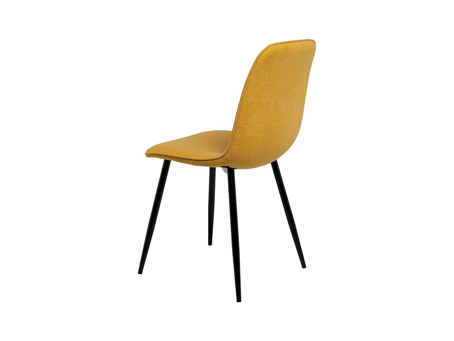 Chaise en tissu avec pieds en métal noir Klara – Lignes incurvées et élégance intemporelle-Couleur Jaune moutarde