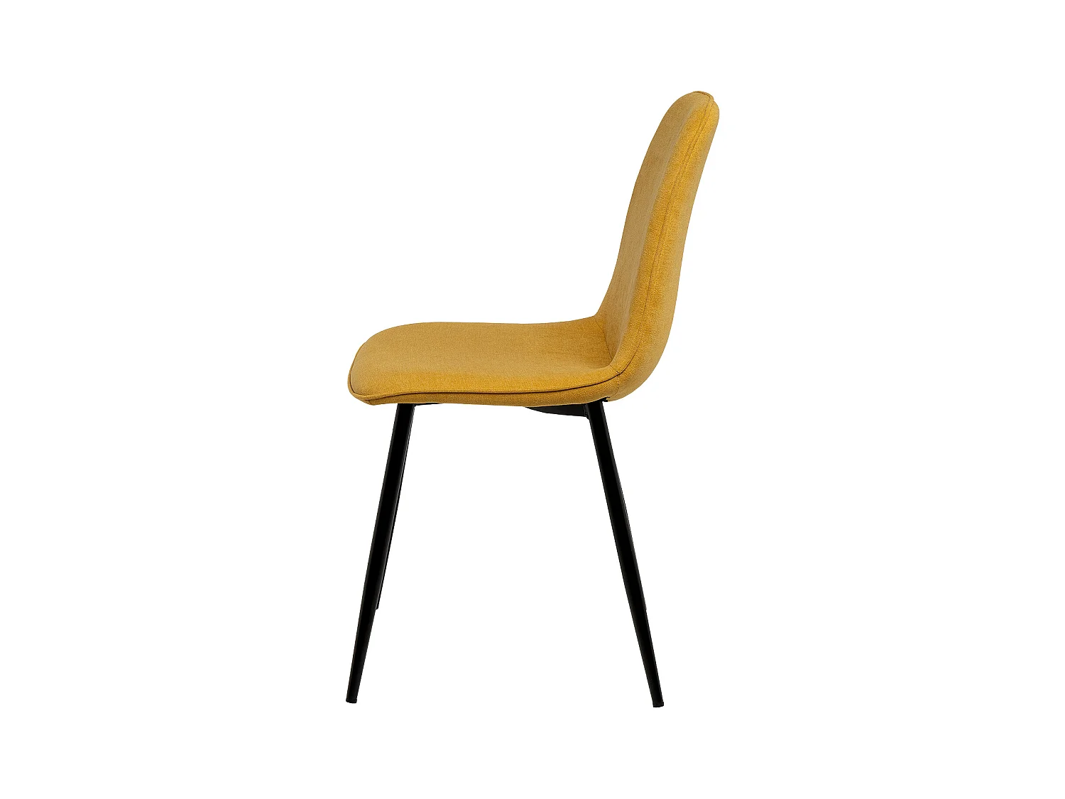 Chaise en tissu avec pieds en métal noir Klara – Lignes incurvées et élégance intemporelle-Couleur Jaune moutarde
