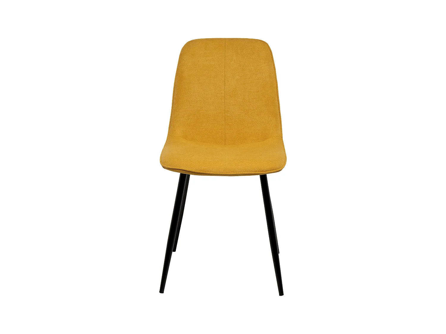 Chaise en tissu avec pieds en métal noir Klara – Lignes incurvées et élégance intemporelle-Couleur Jaune moutarde