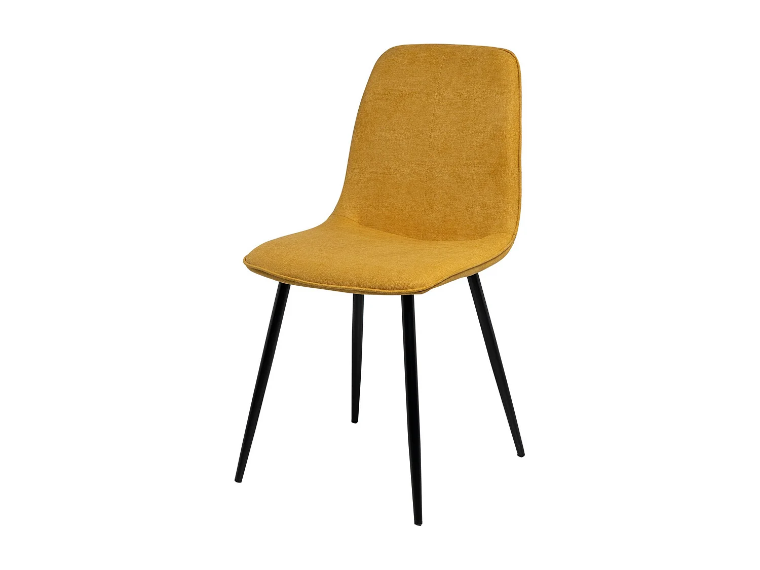 Chaise en tissu avec pieds en métal noir Klara – Lignes incurvées et élégance intemporelle-Couleur Jaune moutarde