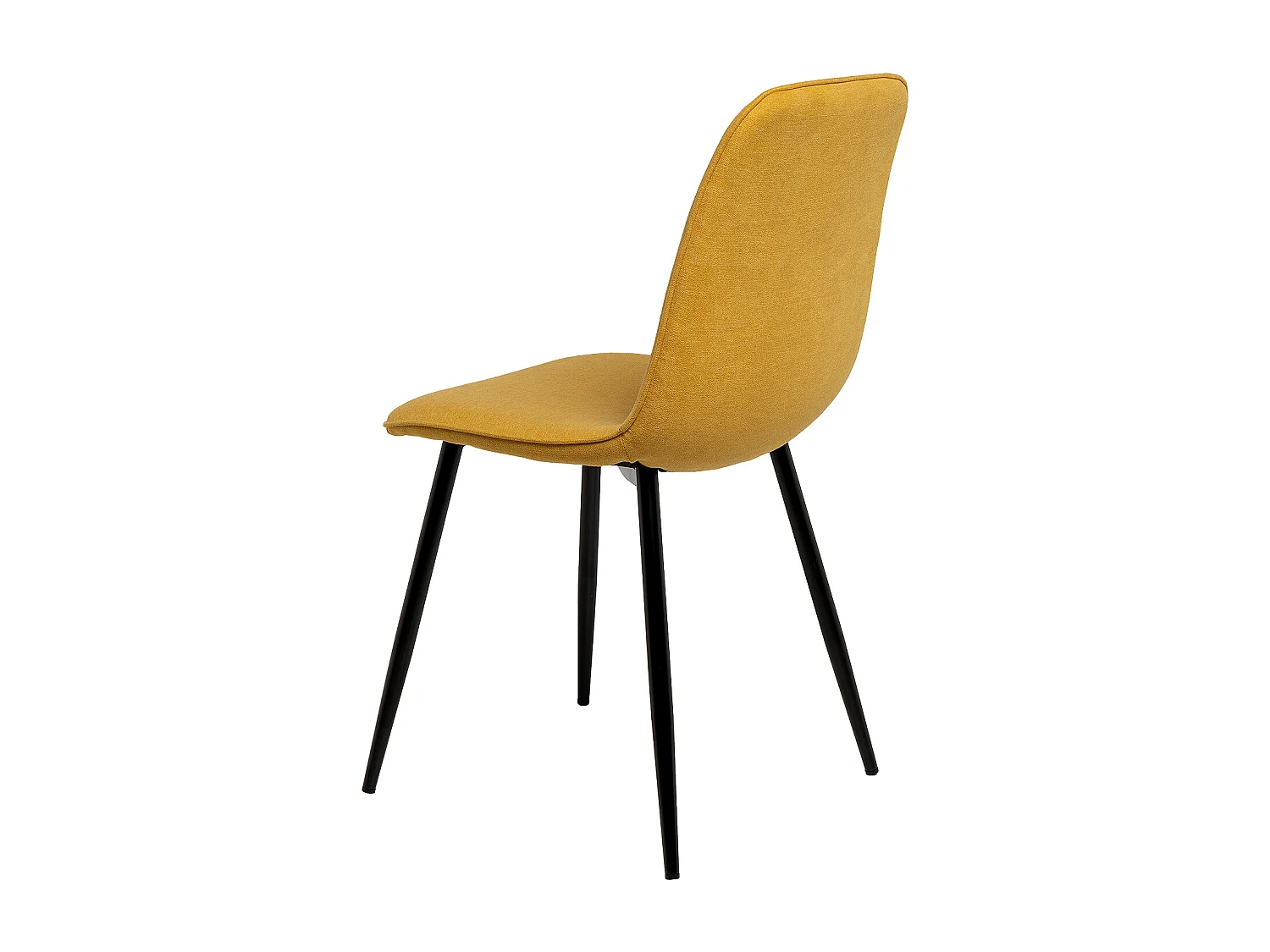 Chaise en tissu avec pieds en métal noir Klara – Lignes incurvées et élégance intemporelle-Couleur Jaune moutarde