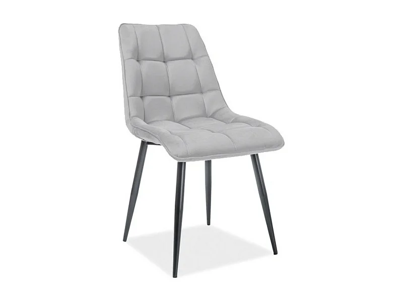 Chaise velours matelassé Komy - Lot de 4-Couleur Gris clair-Couleur des pieds Noir