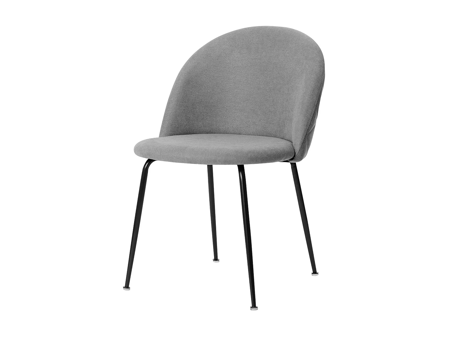 Chaise moderne tissu gris clair rembourré et pieds métal noir Louba