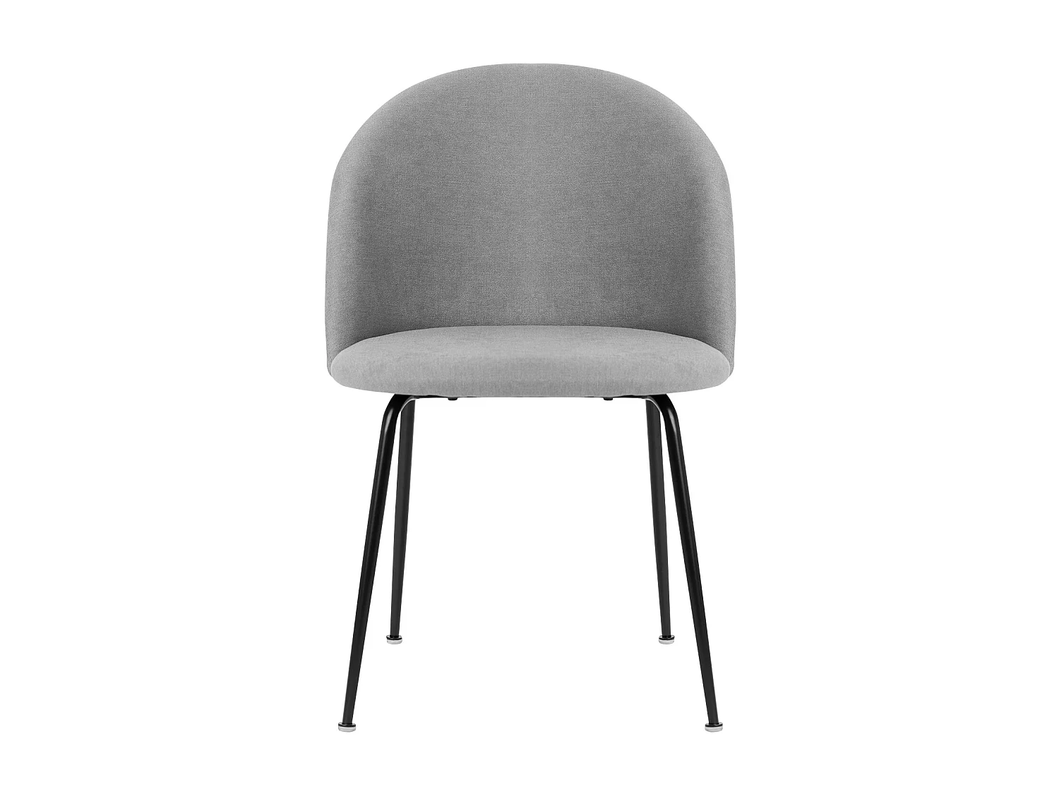 Chaise moderne tissu gris clair rembourré et pieds métal noir Louba