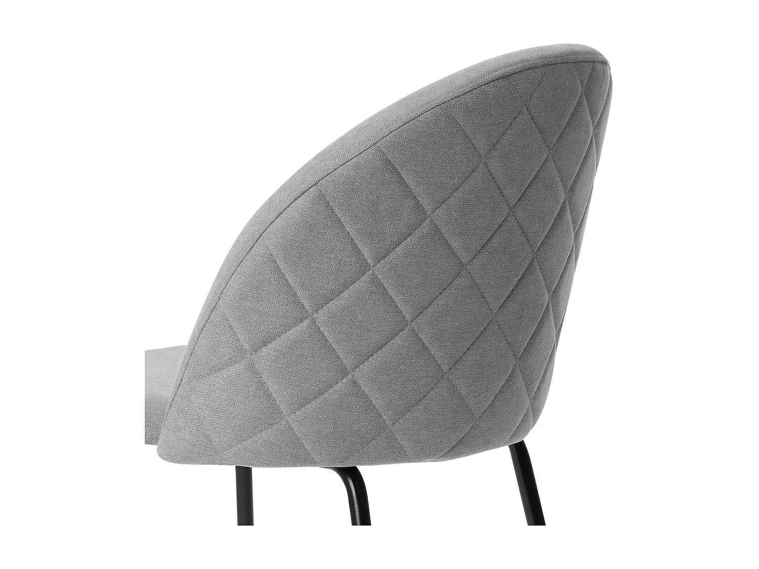 Chaise moderne tissu gris clair rembourré et pieds métal noir Louba