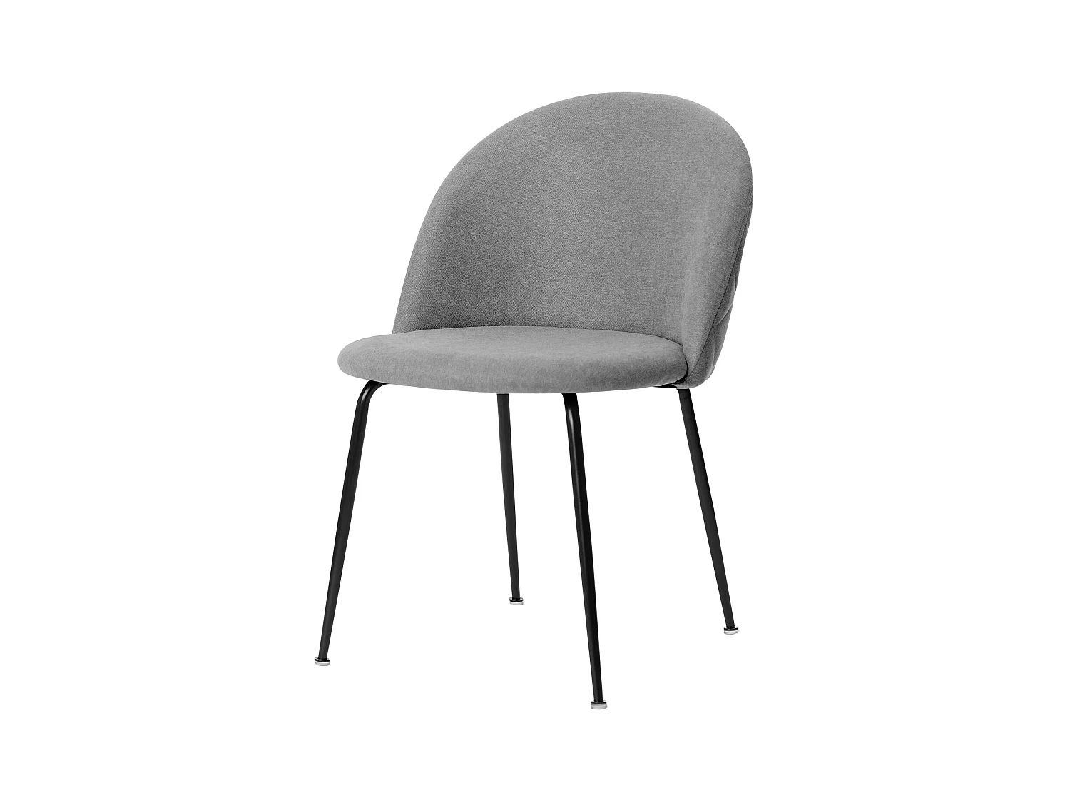 Chaise moderne tissu gris clair rembourré et pieds métal noir Louba