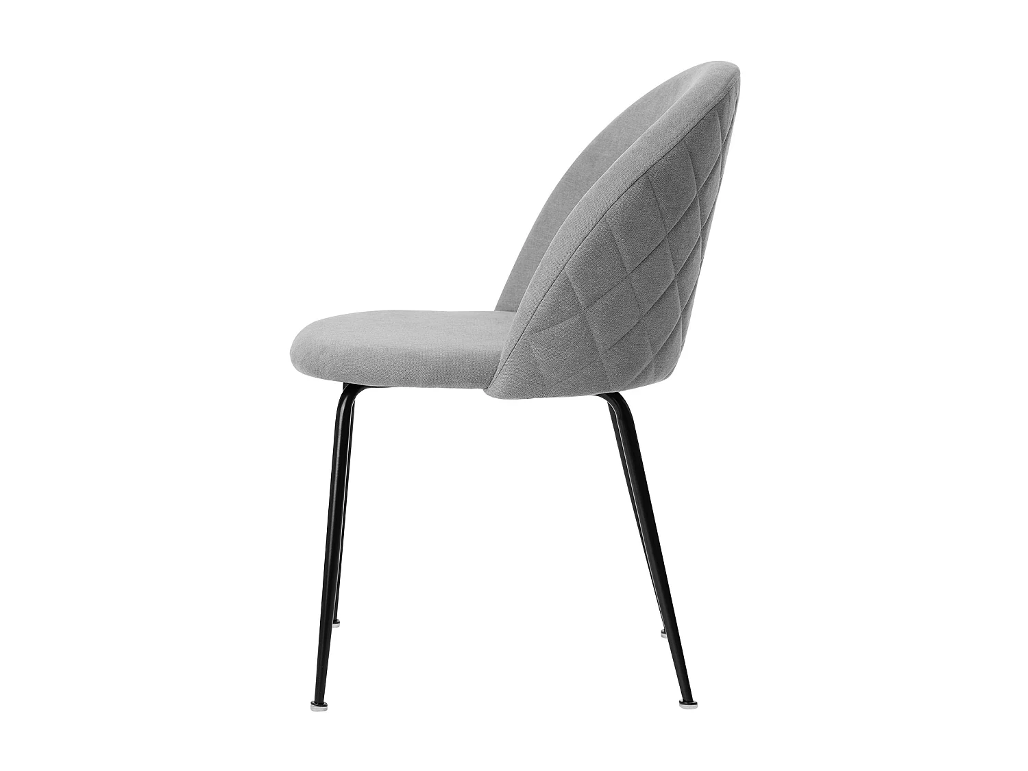 Chaise moderne tissu gris clair rembourré et pieds métal noir Louba