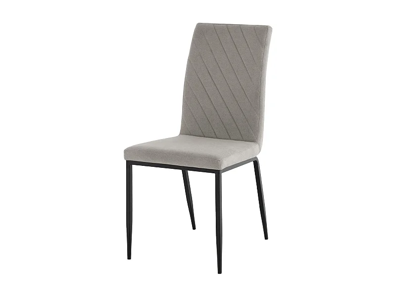 Chaise confort Teva – Tissu matelassé et pieds métal noir pour intérieur moderne-Couleur Gris clair