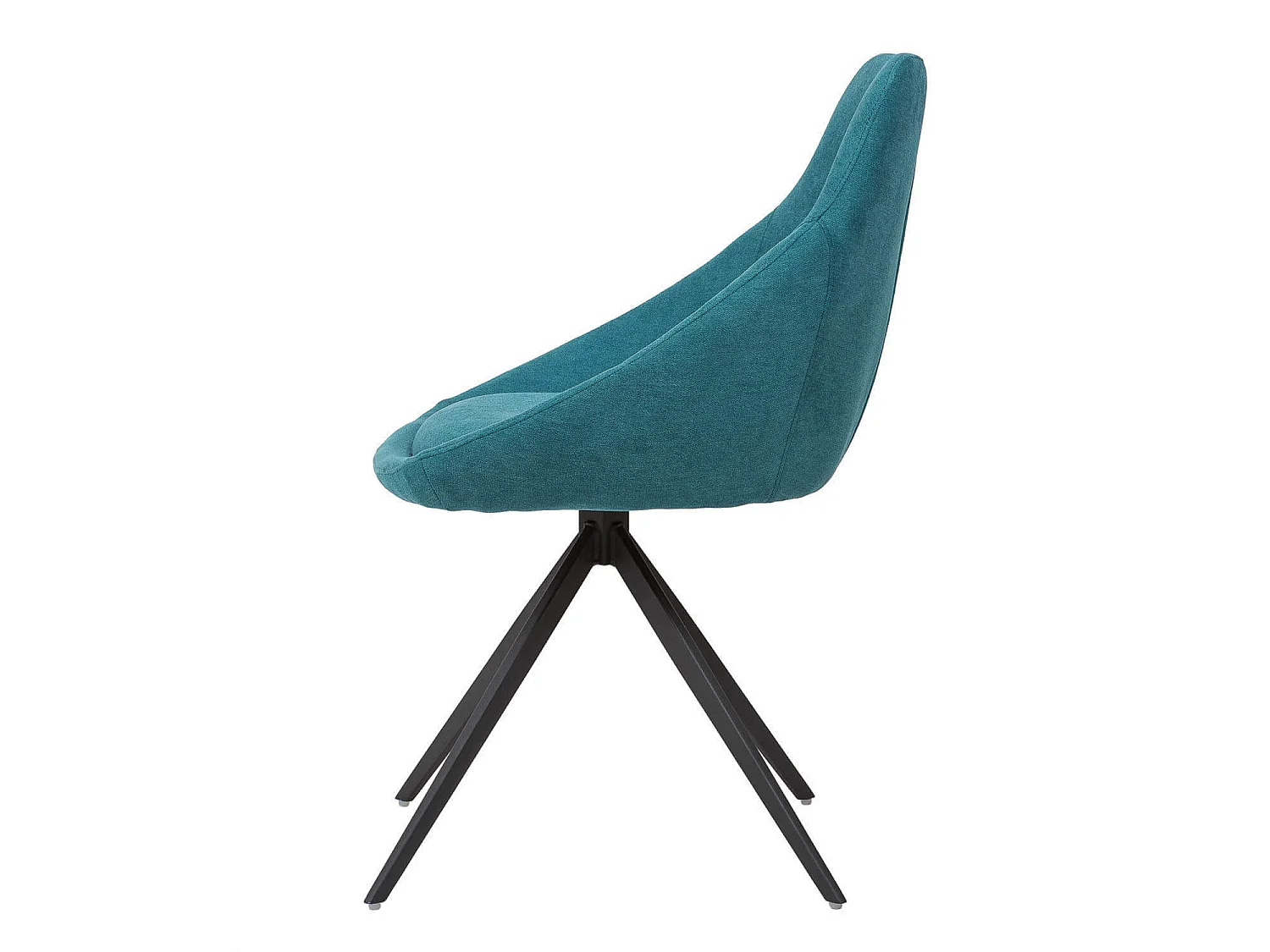 Chaise pivotante à 180º avec accoudoirs tissu bleu et pieds métal noir Kalo