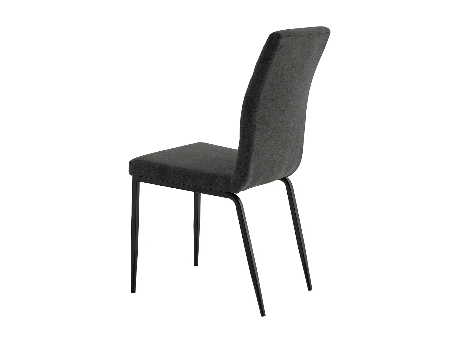 Chaise confort Teva – Tissu matelassé et pieds métal noir pour intérieur moderne-Couleur Gris foncé