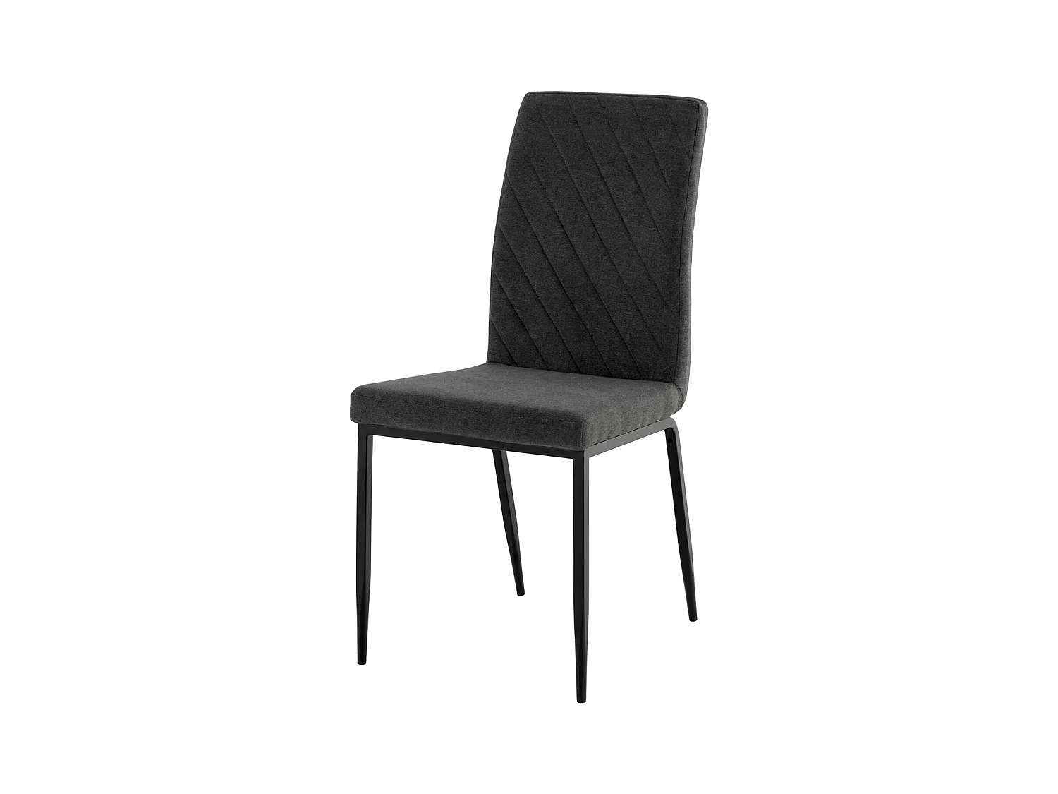 Chaise confort Teva – Tissu matelassé et pieds métal noir pour intérieur moderne-Couleur Gris foncé
