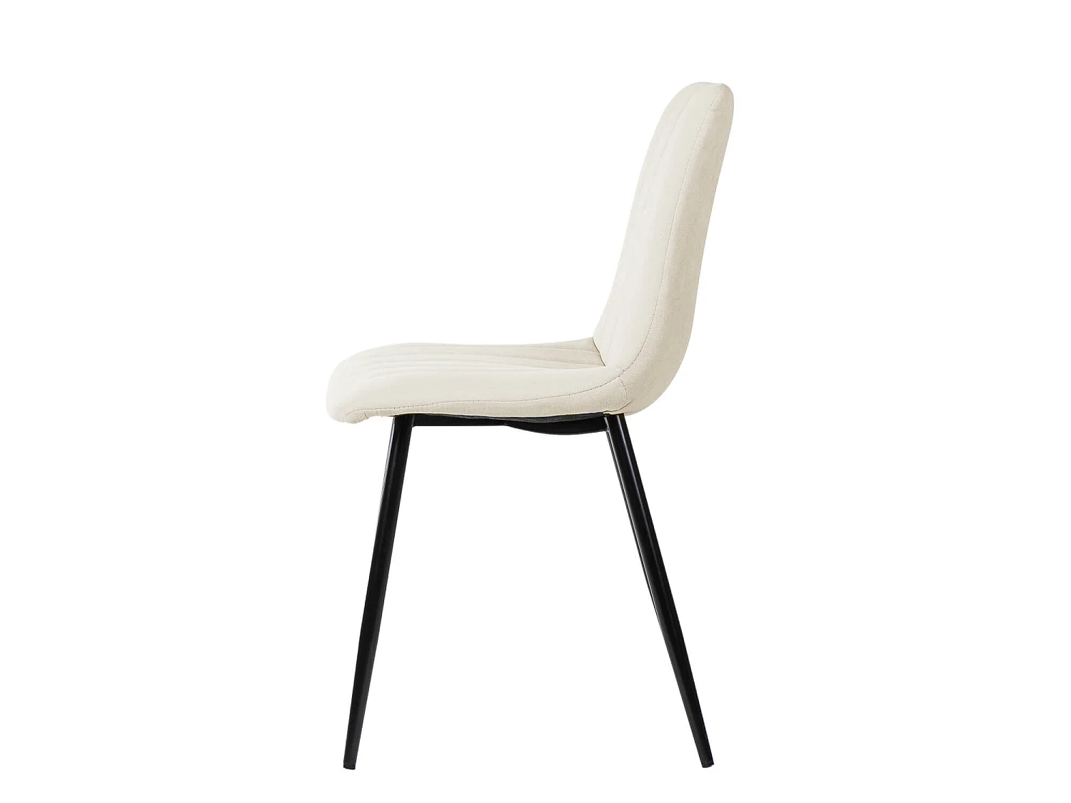 Chaise tissu beige clair matelassé et pieds métal noir Lina