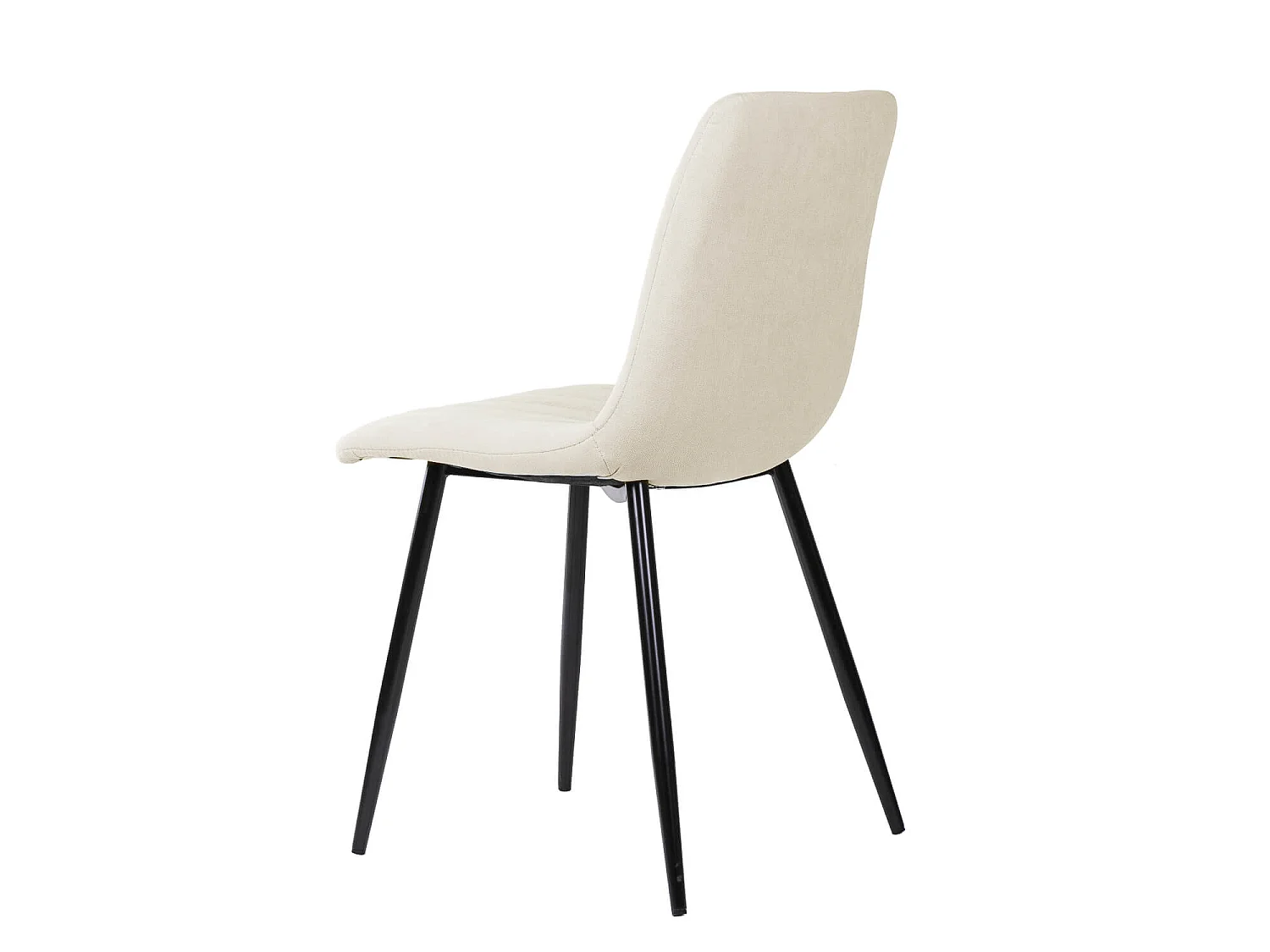 Chaise tissu beige clair matelassé et pieds métal noir Lina