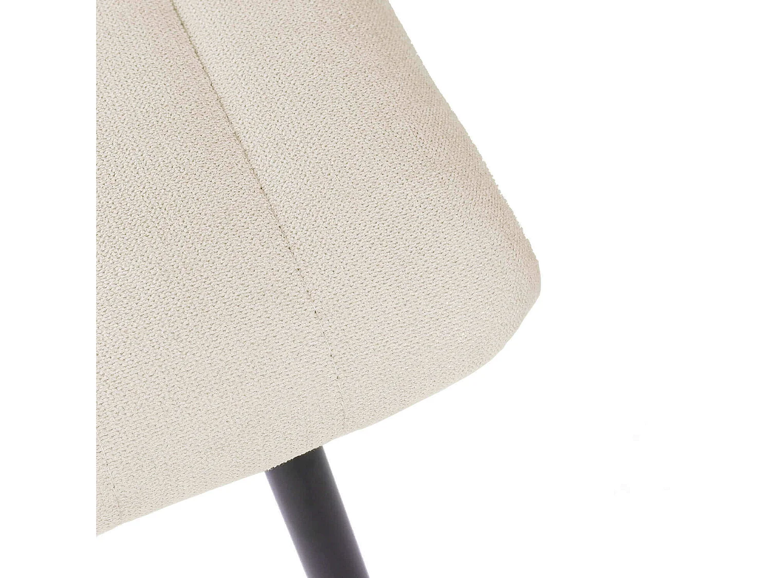 Chaise tissu beige clair matelassé et pieds métal noir Lina