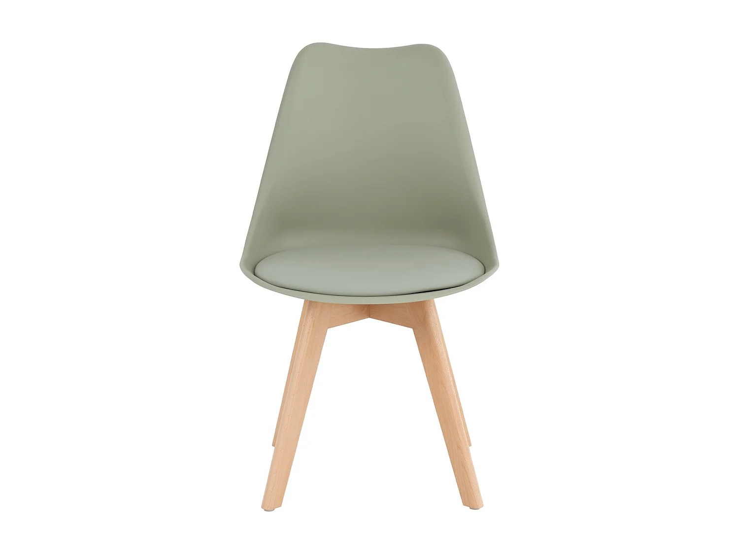 Chaise scandinave premium Karyna – Assise en simili cuir et pieds en bois de Hêtre-Couleur Vert céladon