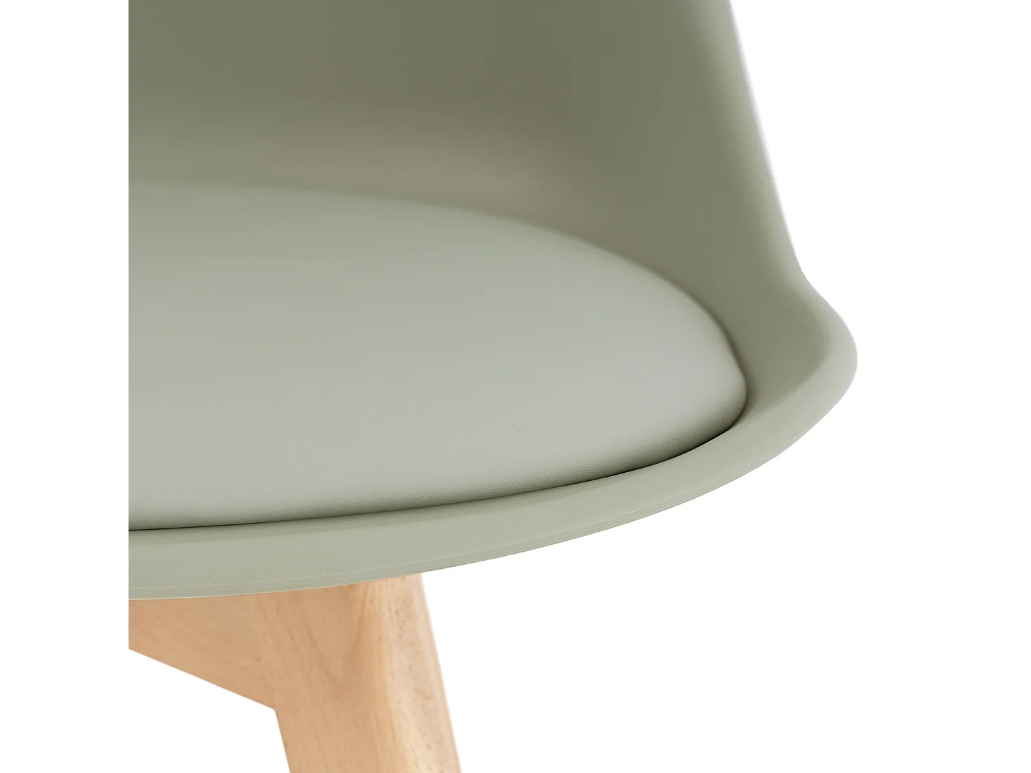 Chaise scandinave premium Karyna – Assise en simili cuir et pieds en bois de Hêtre-Couleur Vert céladon