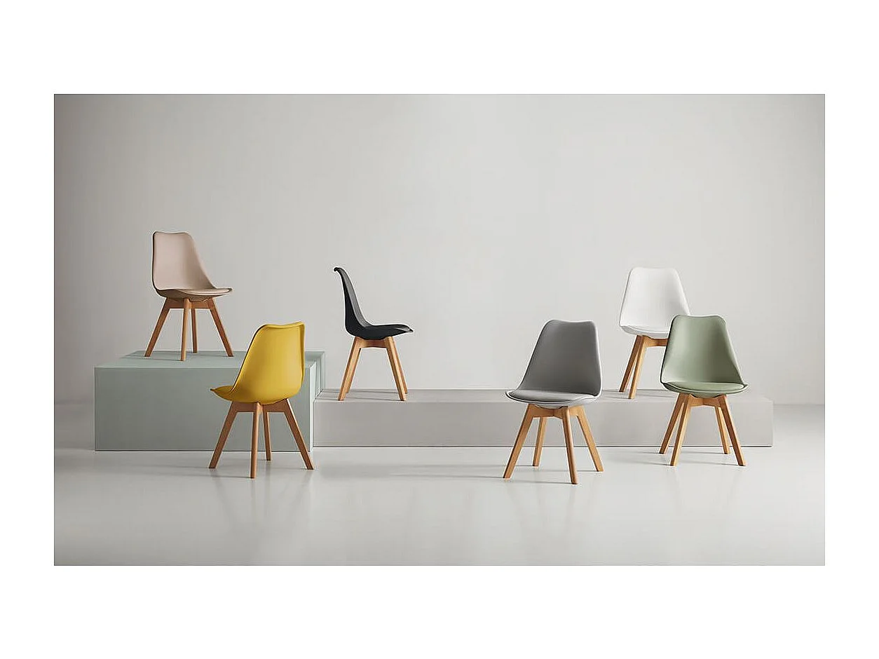 Chaise scandinave premium Karyna – Assise en simili cuir et pieds en bois de Hêtre-Couleur Vert céladon