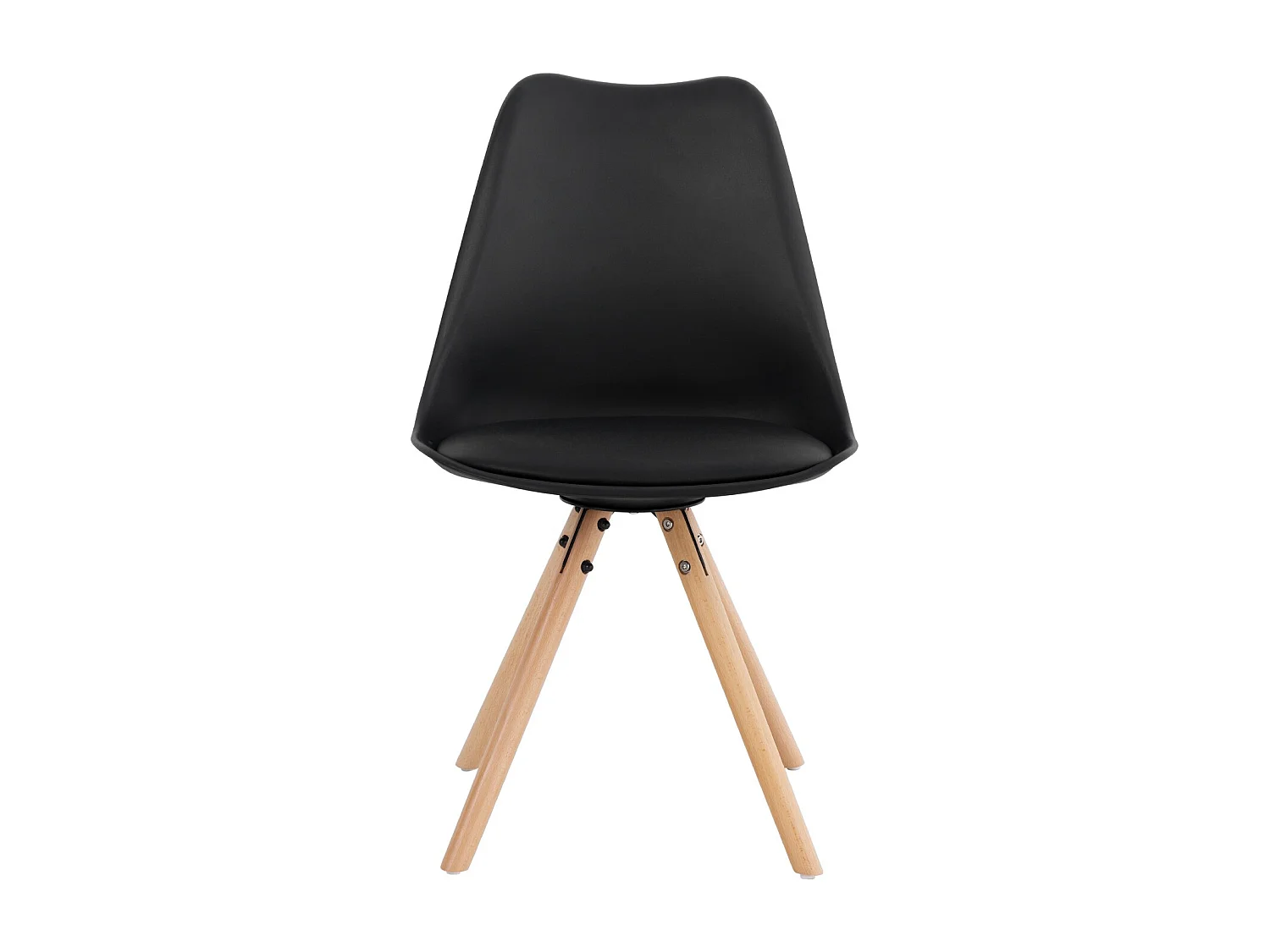 Chaise scandinave noir assise coussin simili cuir Norda