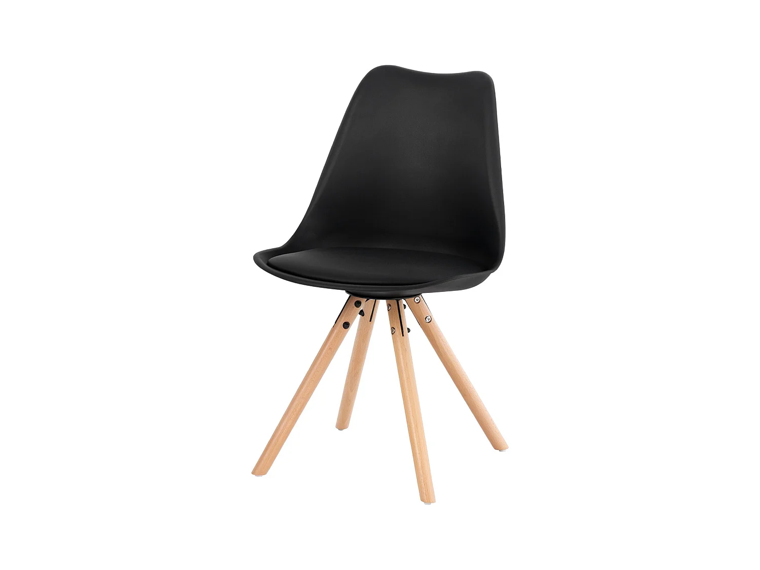 Chaise scandinave noir assise coussin simili cuir Norda