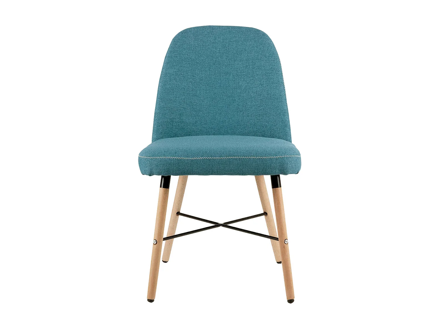 Chaise style scandinave en bois de hêtre et tissu Otrika-Couleur Bleu canard
