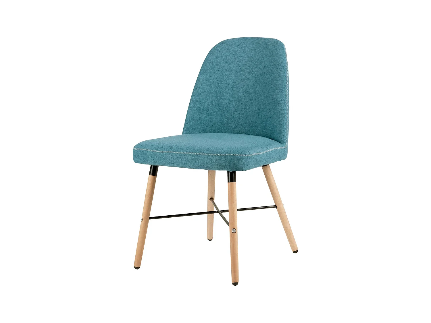 Chaise style scandinave en bois de hêtre et tissu Otrika-Couleur Bleu canard