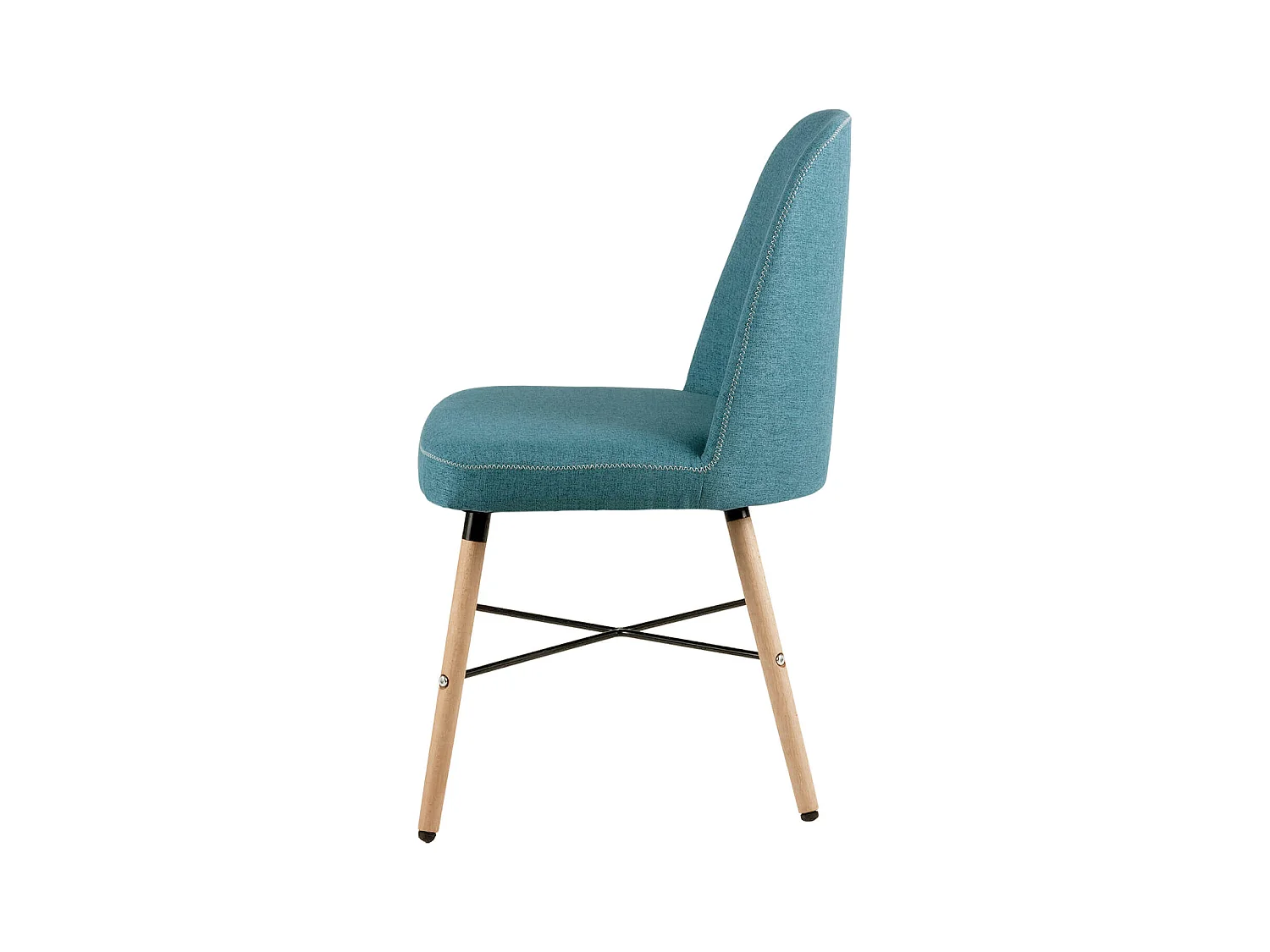 Chaise style scandinave en bois de hêtre et tissu Otrika-Couleur Bleu canard