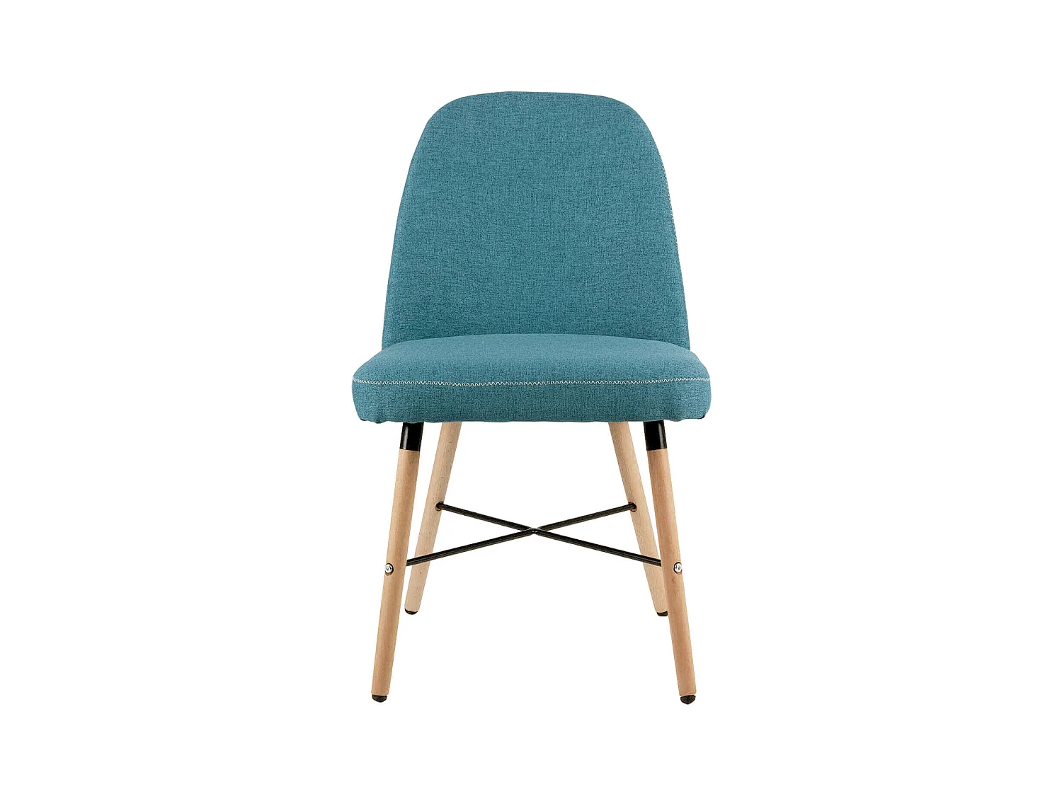 Chaise style scandinave en bois de hêtre et tissu Otrika-Couleur Bleu canard