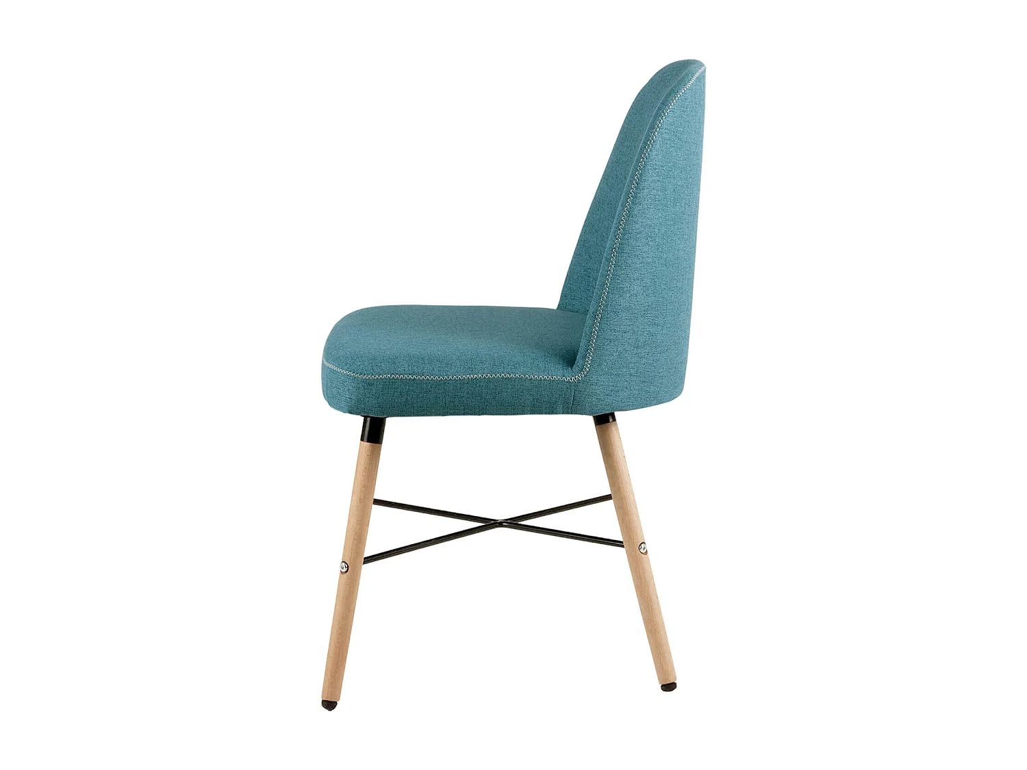 Chaise style scandinave en bois de hêtre et tissu Otrika-Couleur Bleu canard