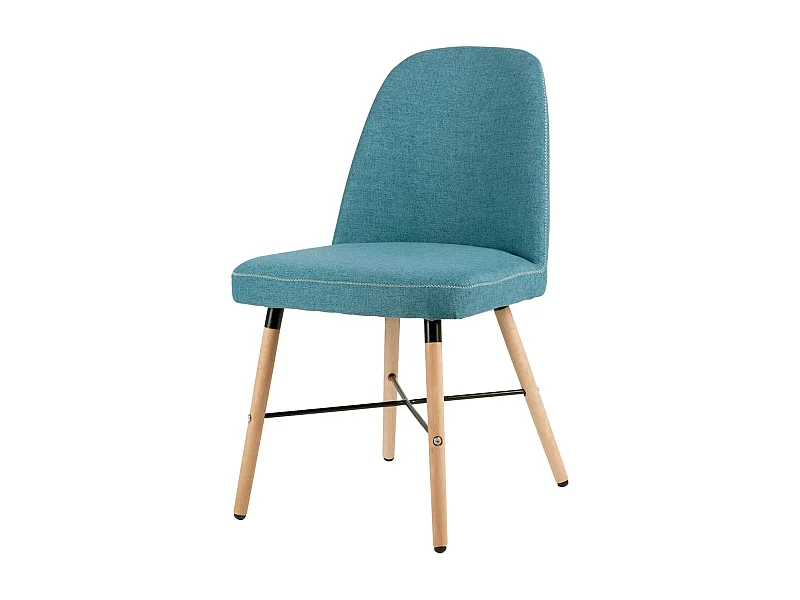 Chaise style scandinave en bois de hêtre et tissu Otrika-Couleur Bleu canard