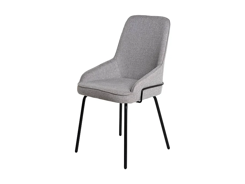 Chaise moderne tissu gris clair et pieds métal noir Loven