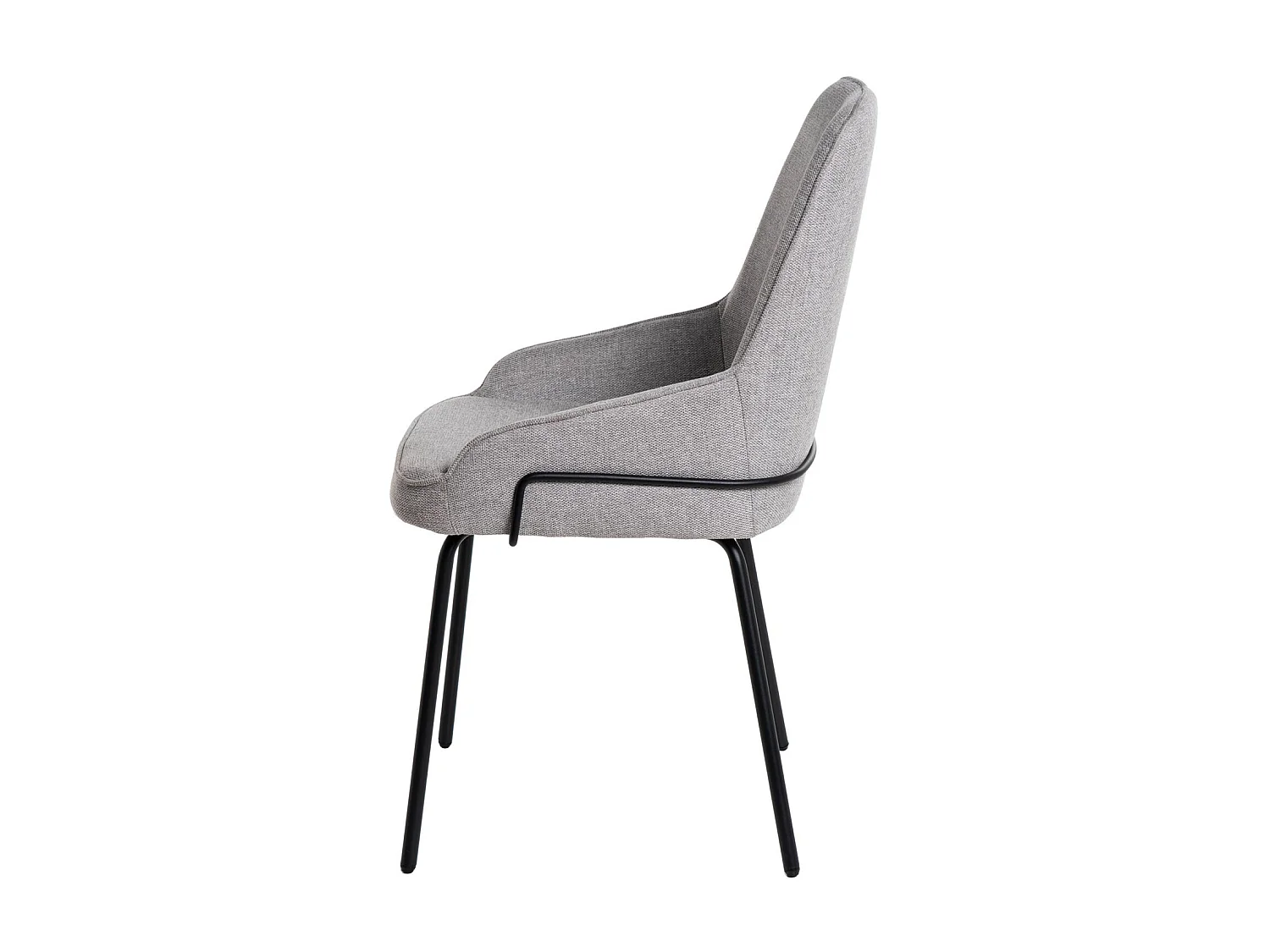 Chaise moderne tissu gris clair et pieds métal noir Loven