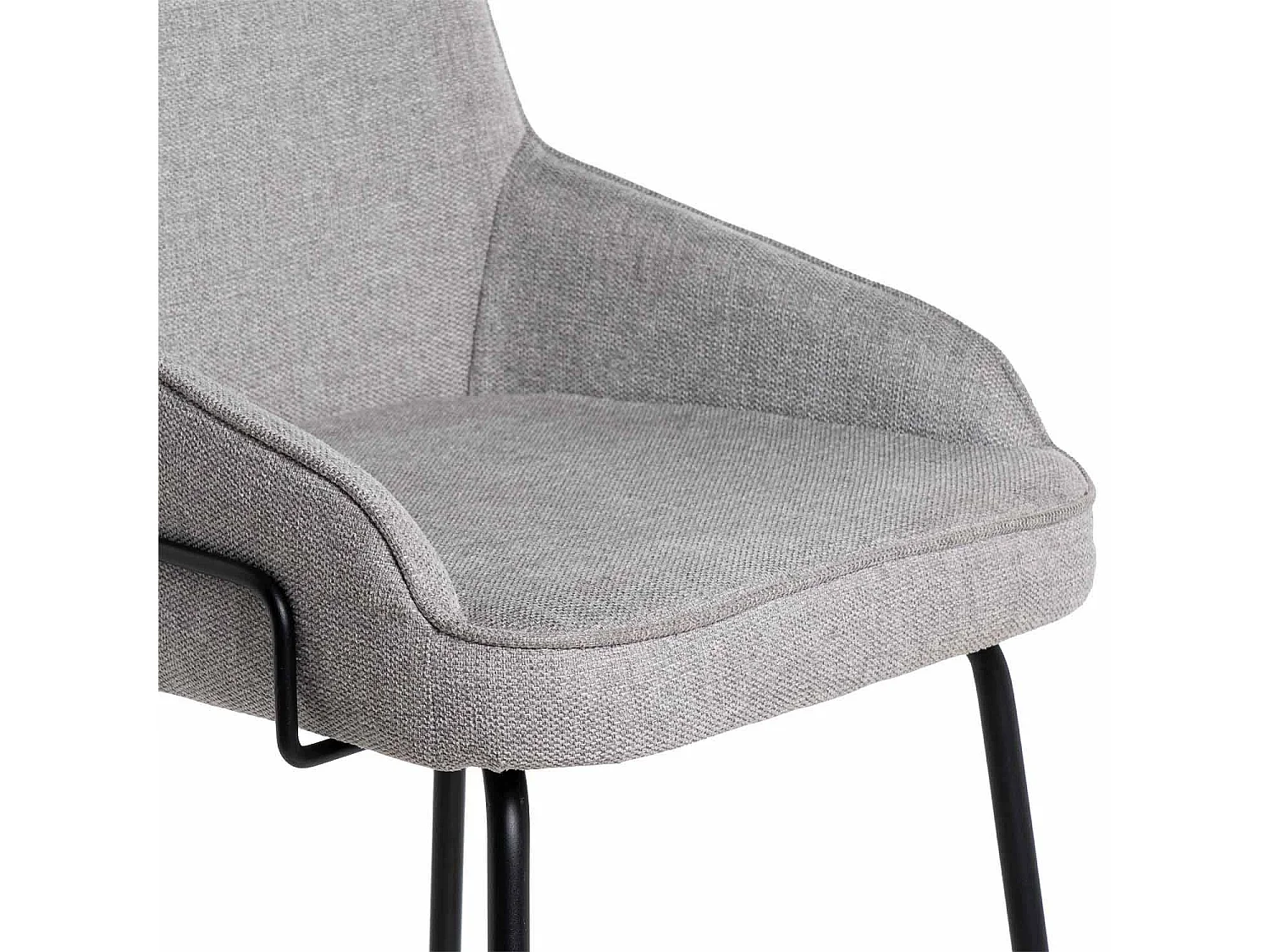 Chaise moderne tissu gris clair et pieds métal noir Loven