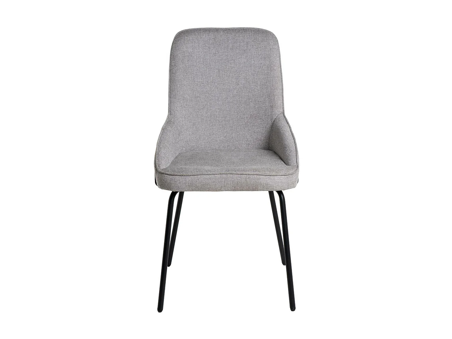 Silla moderna en tela gris claro y patas de metal negro Loven