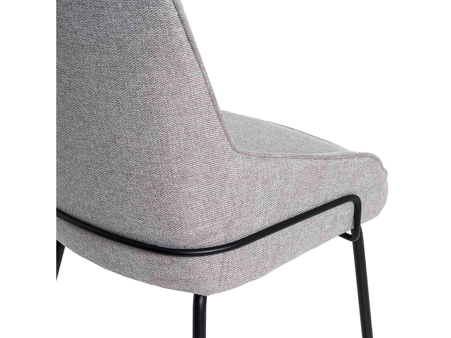 Silla moderna en tela gris claro y patas de metal negro Loven
