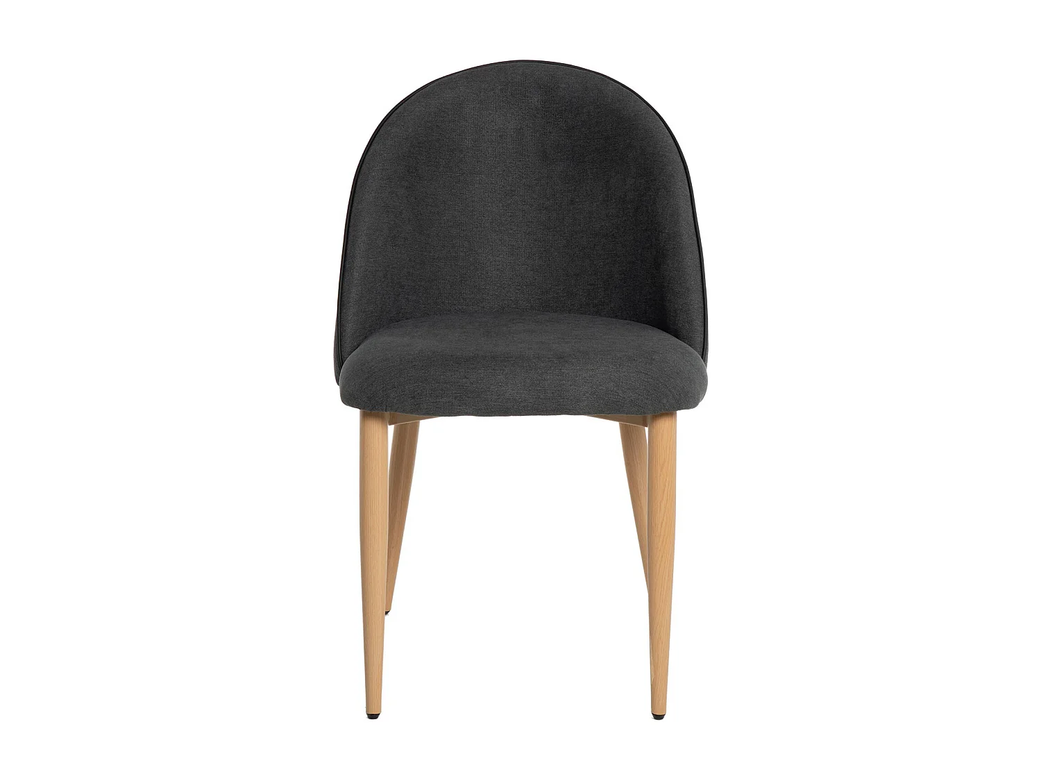 Chaise velours rembourrée avec pieds en métal effet bois Olivia-Couleur Gris foncé