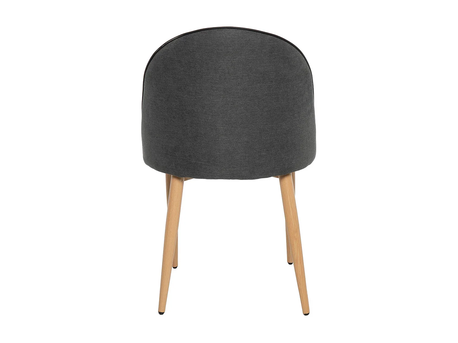 Chaise velours rembourrée avec pieds en métal effet bois Olivia-Couleur Gris foncé