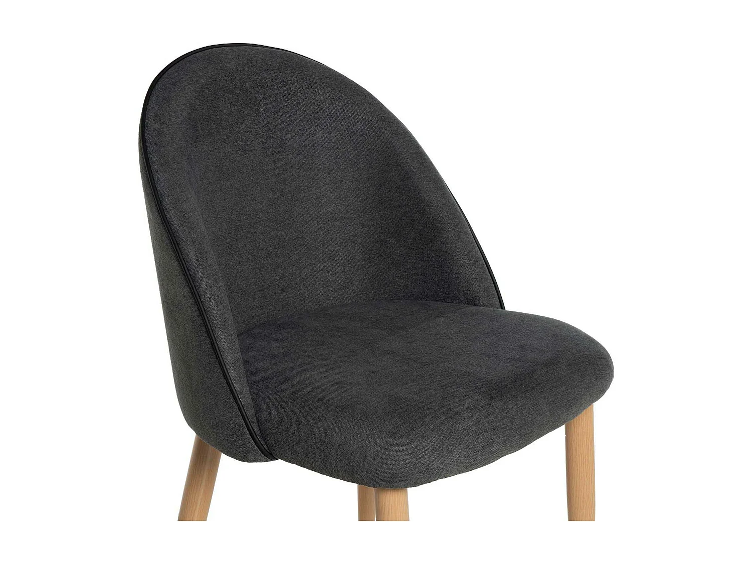 Chaise velours rembourrée avec pieds en métal effet bois Olivia-Couleur Gris foncé