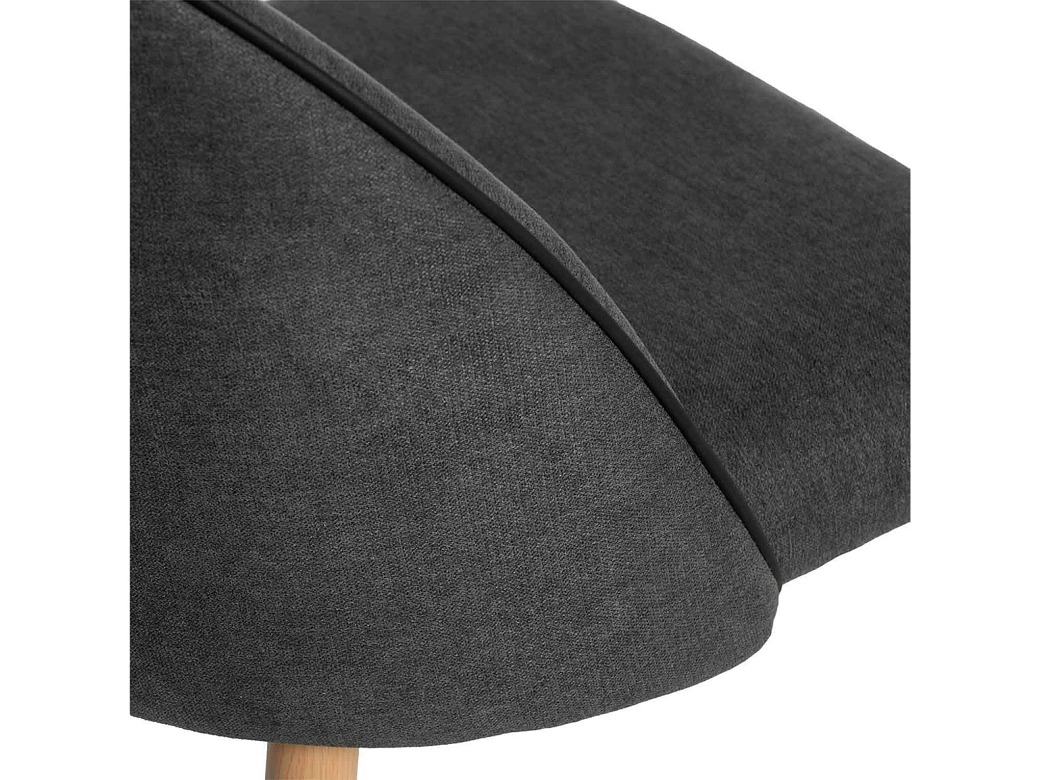 Chaise velours rembourrée avec pieds en métal effet bois Olivia-Couleur Gris foncé