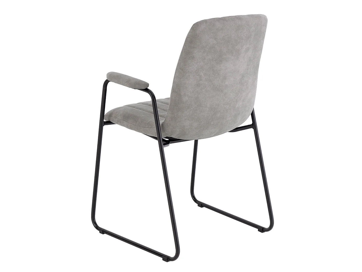 Chaise tissu effet cuir gris clair et pieds métal noir Kliro