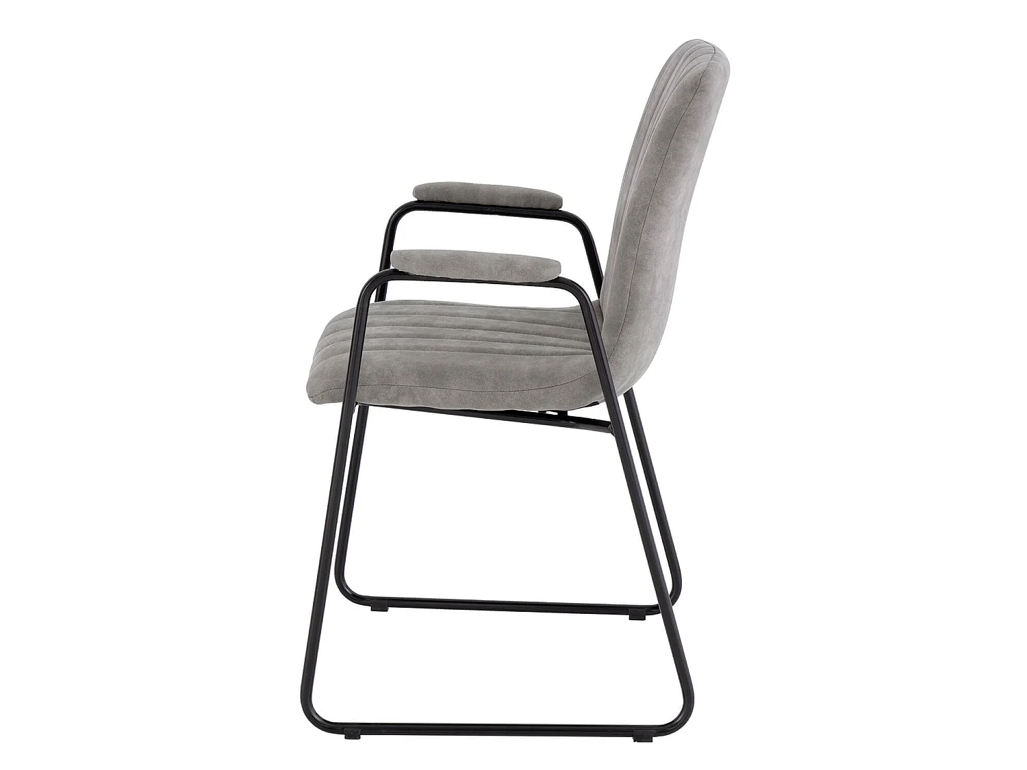 Chaise tissu effet cuir gris clair et pieds métal noir Kliro