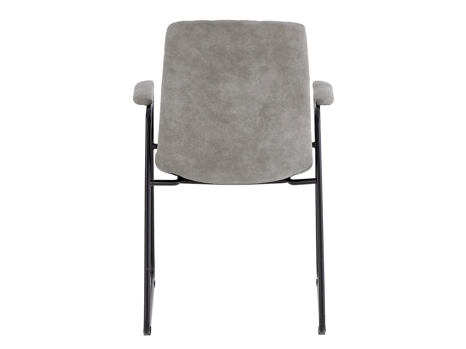 Chaise tissu effet cuir gris clair et pieds métal noir Kliro