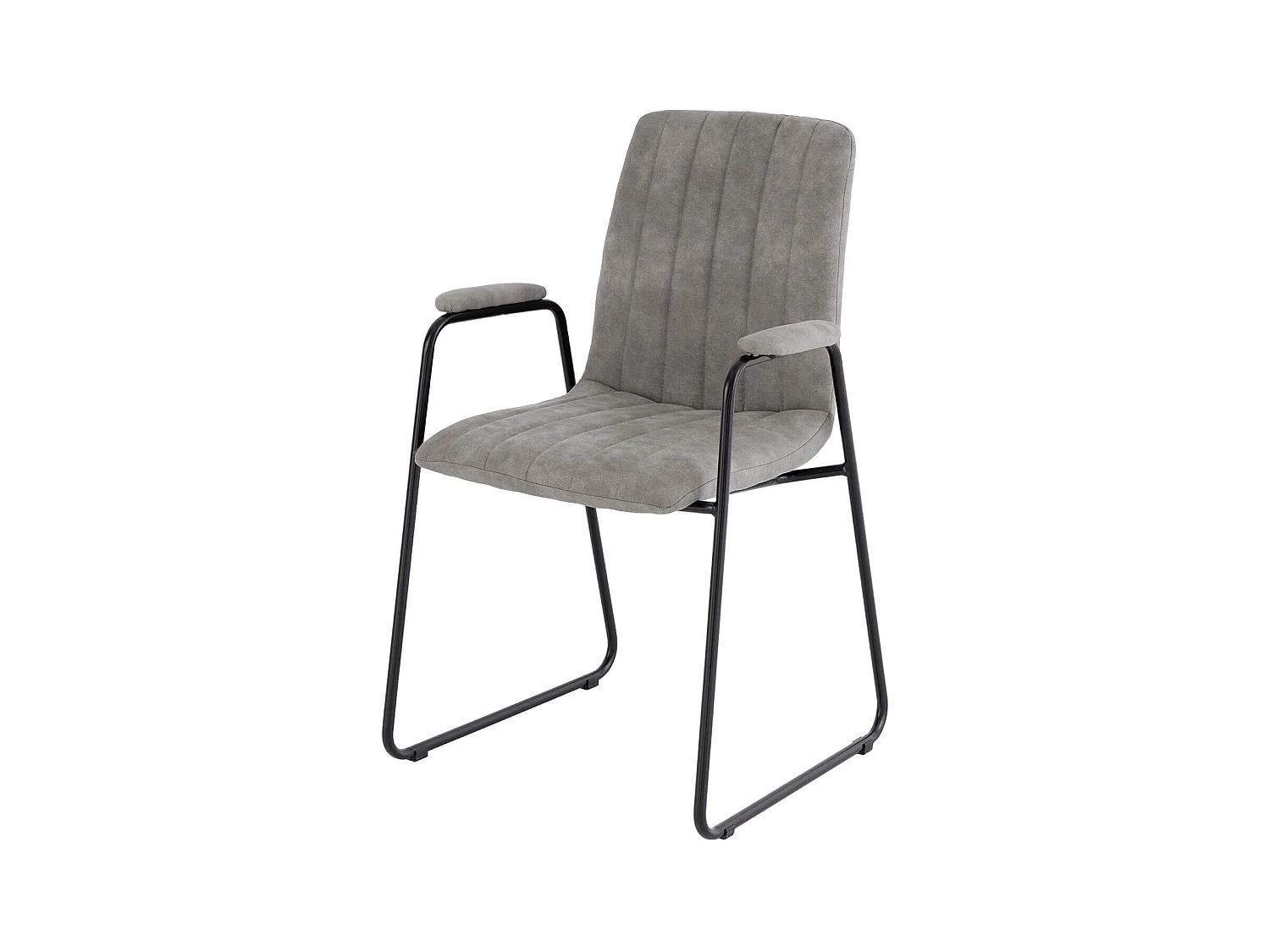 Chaise tissu effet cuir gris clair et pieds métal noir Kliro