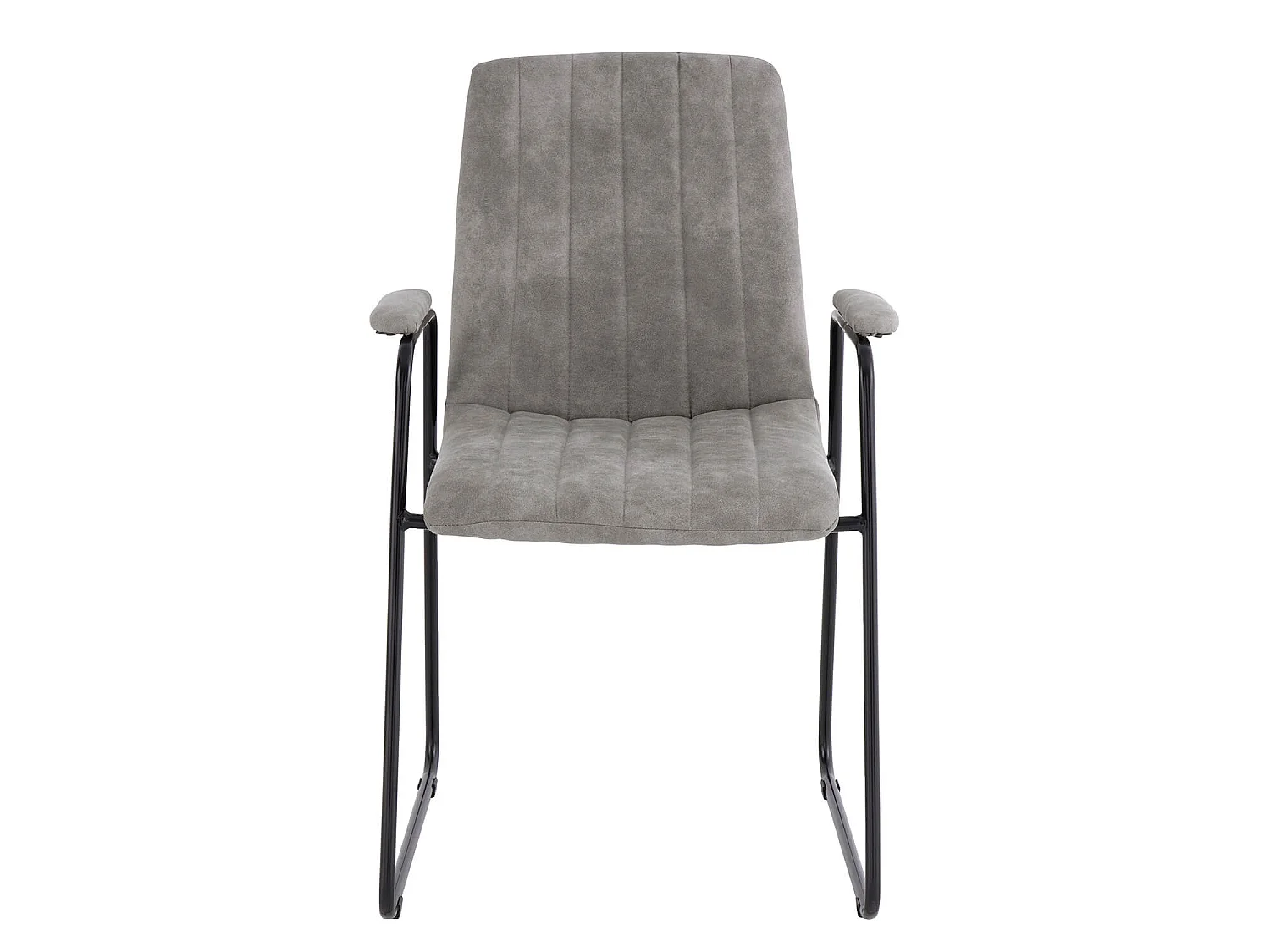 Chaise tissu effet cuir gris clair et pieds métal noir Kliro