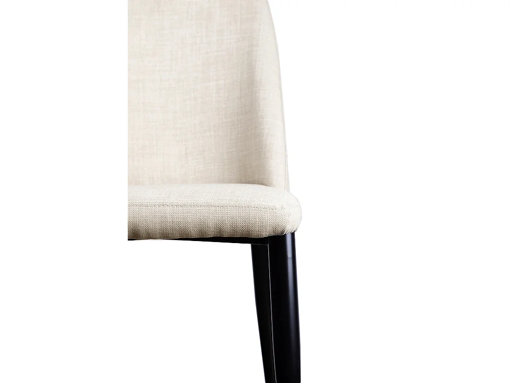 Chaise moderne tissu beige clair rembourré et pieds métal noir Maliza