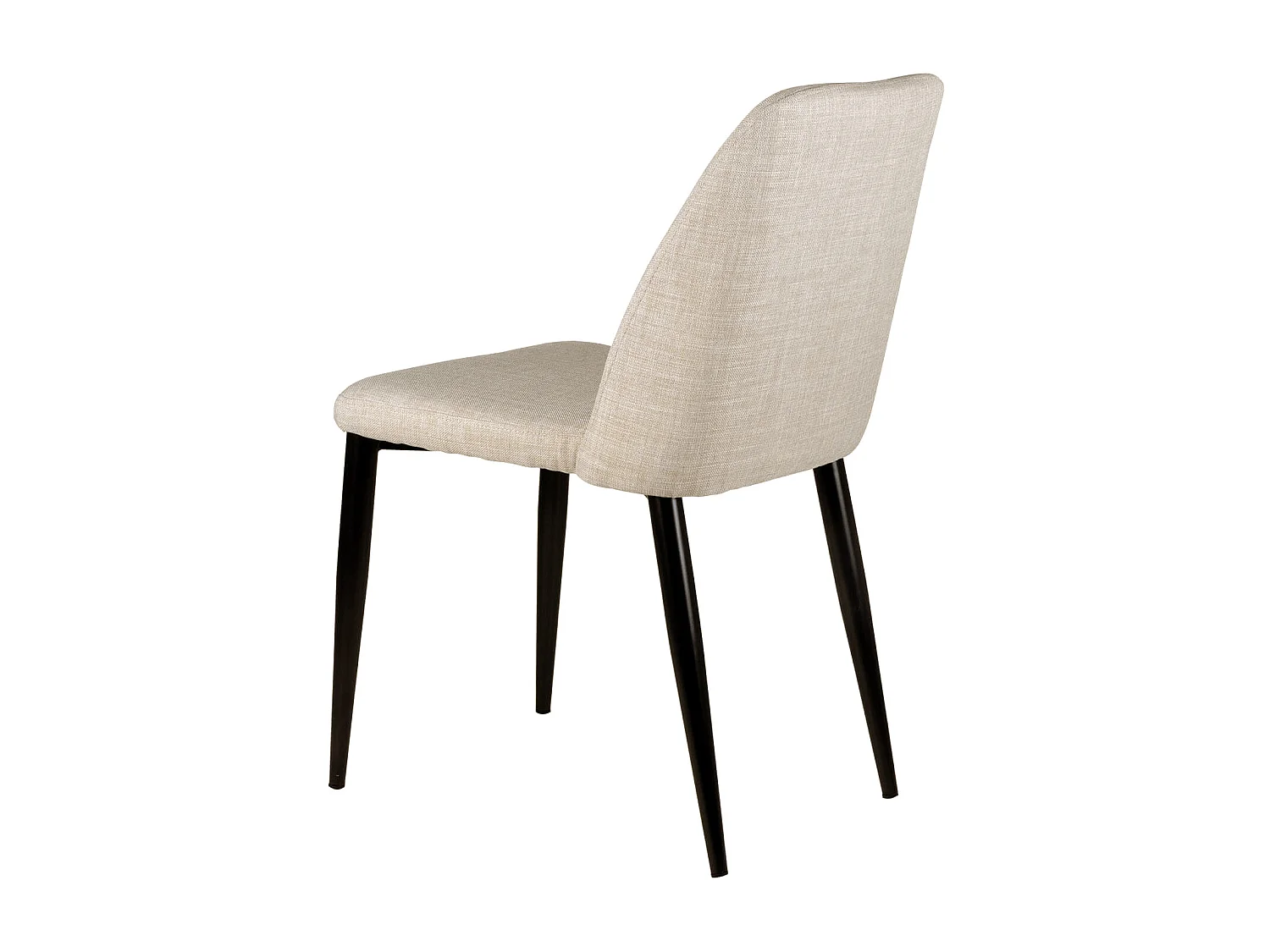 Chaise moderne tissu beige clair rembourré et pieds métal noir Maliza