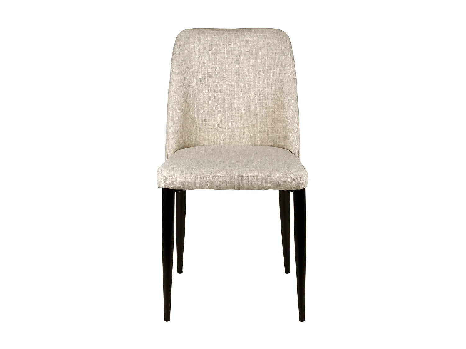Chaise moderne tissu beige clair rembourré et pieds métal noir Maliza