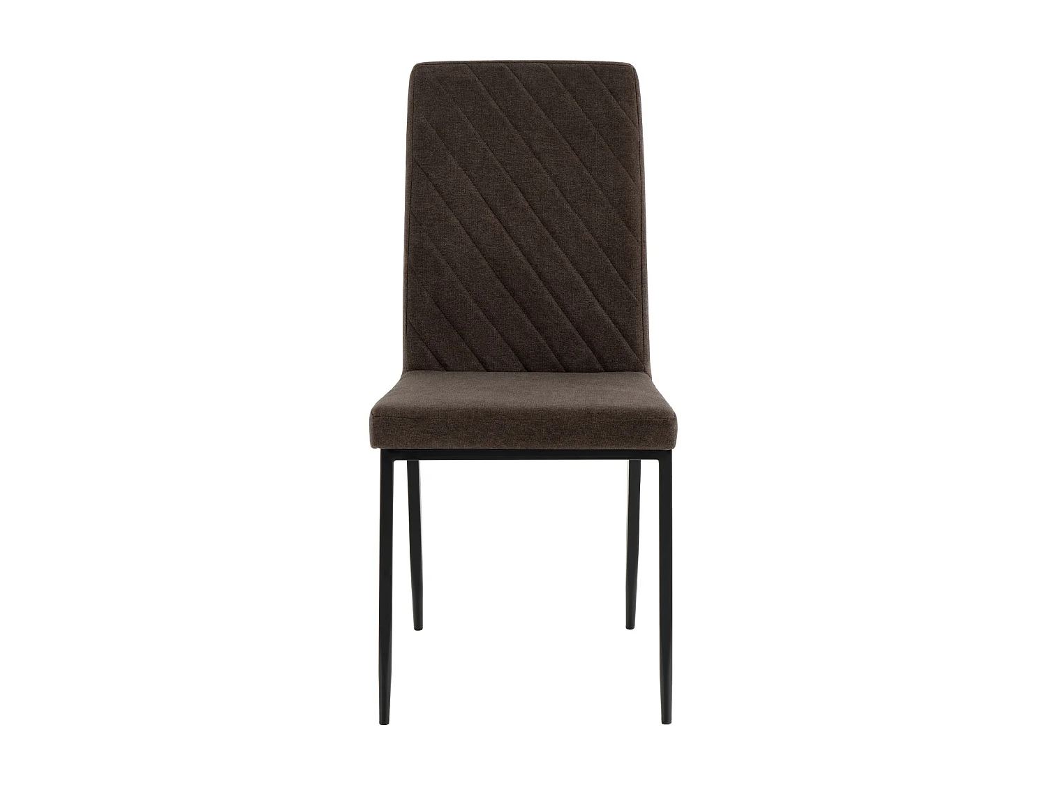 Chaise confort Teva – Tissu matelassé et pieds métal noir pour intérieur moderne-Couleur Marron