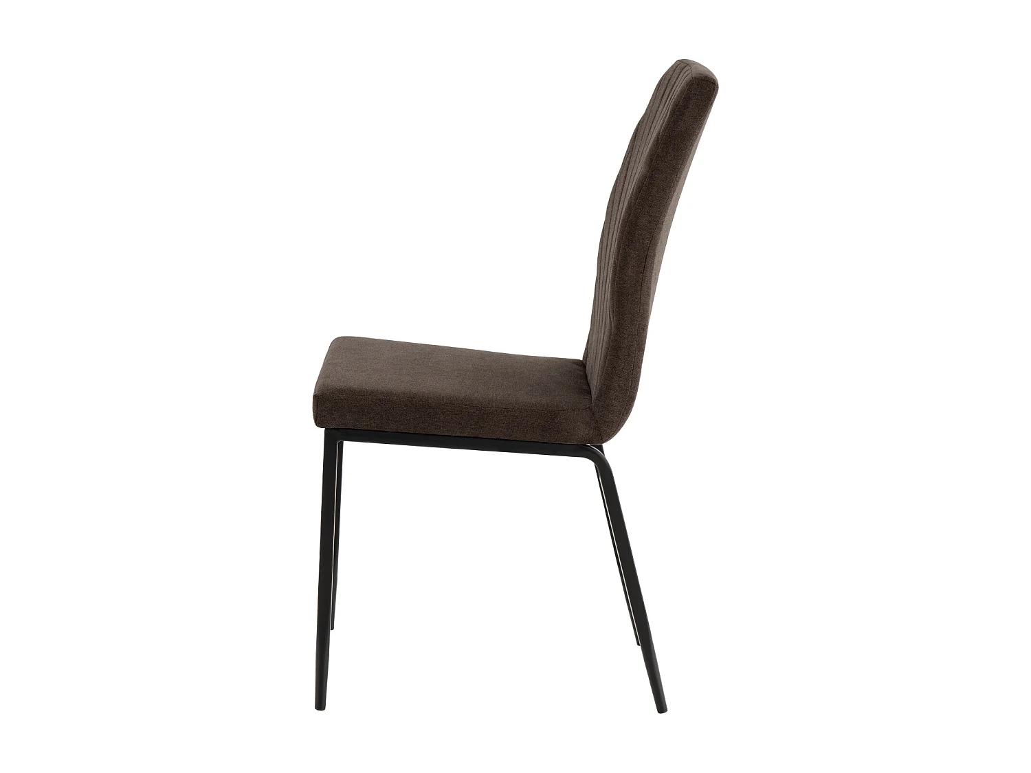 Chaise confort Teva – Tissu matelassé et pieds métal noir pour intérieur moderne-Couleur Marron